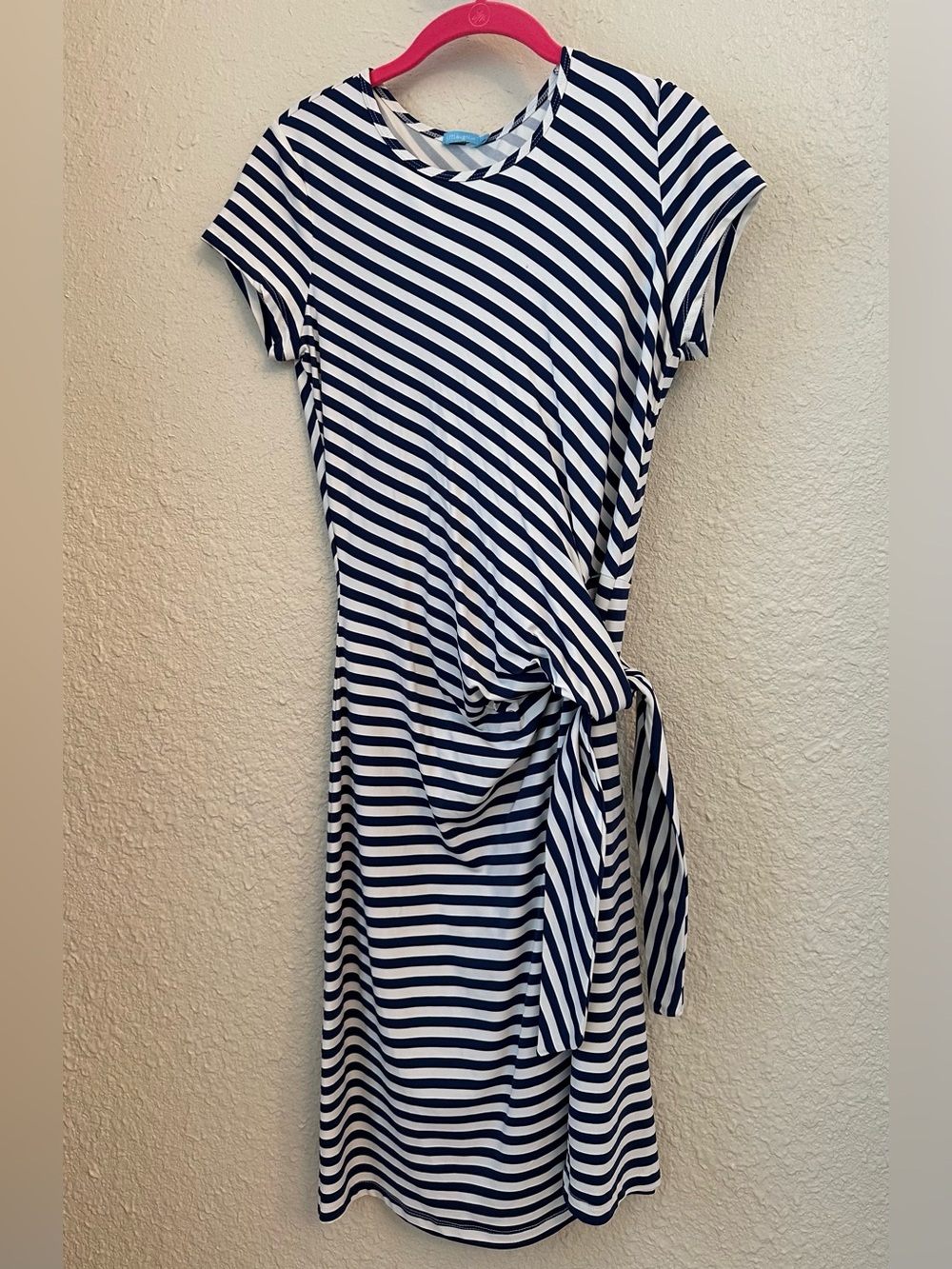 J. McLaughlin Navy and White Side-Tie Striped Dress